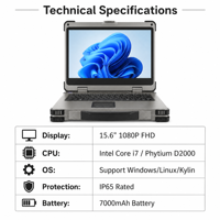 Ordinateur portable robuste professionnel de 15,6 pouces avec processeur 8 cœurs, prise en charge du positionnement GPS Beidou, PC Windows Linux, ordinateur portable de qualité industrielle
