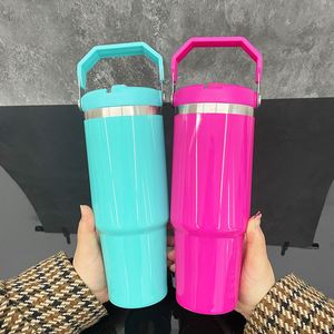 30oz Outdoor Sports Tumblers Blank Sublimation Flip <b>Straw</b> <b>Water</b> <b>Bottle</b> <b>With</b> Handle Best Value Gifts - Product Image 3