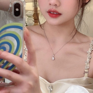 Dây chuyền bạc nguyên chất S925 zircon hình giọt nước nữ trang sức cao cấp tinh tế chuỗi xương quai xanh hình giọt nước bán buôn - Product Image 5