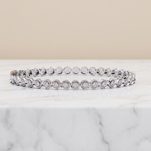 Pulsera de tenis de diamantes Miracle Plate – Disco con engaste de ilusión, diamante CVD de laboratorio, oro blanco macizo de 10K, 14K, 18K - Product Image 1
