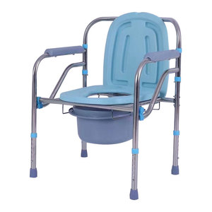 Silla de baño portátil con respaldo y reposabrazos para ancianos, discapacitados y mujeres embarazadas, plegable, móvil, de seguridad para el baño - Product Image 4