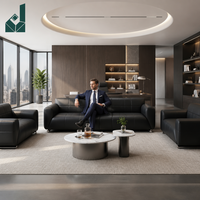 Ensemble de canapés de bureau exécutif en cuir noir, style moderne et minimaliste, canapé modulaire de luxe, écologique, durable, haute densité