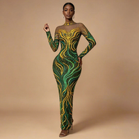 Robe longue de soirée de luxe à manches longues avec strass pour anniversaire, bal de promo, mariage, soirée, banquet, robe moulante formelle pour femme