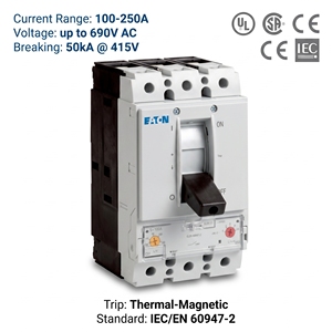 Disjoncteur à boîtier moulé (MCCB) série NZM NZMN2-A125-NA 125A 3P 480V CE CCC ISO pour la commande d'automatisation industrielle - Product Image 1