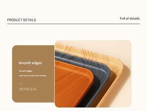 Commercial Grade Large <strong>Rectangular</strong> Wood Grain <strong>Serving</strong> Tray Food-Grade PP Tray for Cafe Desserts Afternoon Tea Modern - Product Image 4