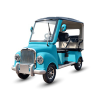 Voiturette de golf électrique HLD 1000W 60V style rétro mini, bleu Tiffany, pour le tourisme, 4 roues, 4 places, avec toit