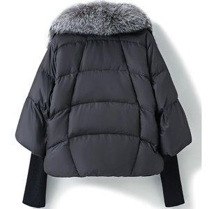 2022 vendite calde soprabito vera pelliccia piumino inverno piumino donna corto argento collo di pelliccia di volpe Trim cappotti - Product Image 5