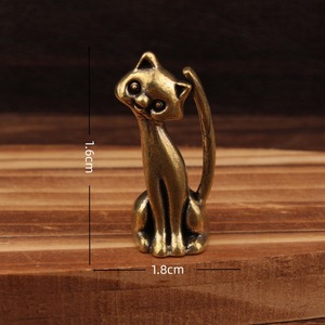 แหวนทองเหลืองขนาดเล็กรูปแมวสำหรับตกแต่งโต๊ะทำงานรูปปั้นสัตว์ - Product Image 2