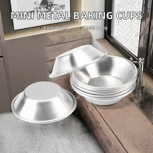 Moules à pâtisserie ronds écologiques en métal miniatures pour la maison, réutilisables, en aluminium, pour tartelettes aux œufs, outils de pâtisserie, moules à pâtisserie en métal, aluminium réutilisable - Product Image 2