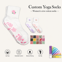 Chaussettes de yoga et de Pilates en coton Terry Bottom Crew antidérapantes avec broderie et grip, logo personnalisé pour adultes et jeunes, pour l'exercice