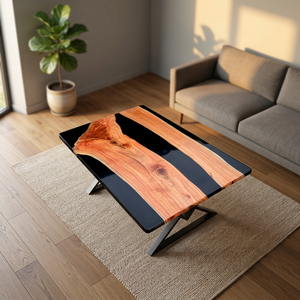 Modern Wooden Epoxy <b>Table</b> – Black & <b>Brown</b> Solid Wood Luxury Furniture, Wholesale Manufacturer & Exporter - Product Image 1