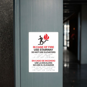 Panneau de sécurité incendie inclusif-Braille étiqueté Directions de sortie - Product Image 6