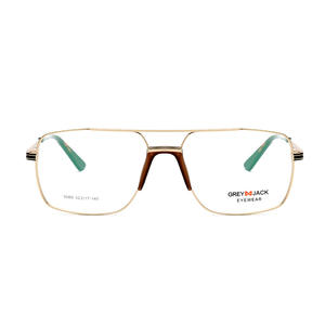 Montures de lunettes Grey Jack, rectangulaires, métalliques, monture complète, anti-UV, unisexe, 5089, verres plats, design moderne - Product Image 1