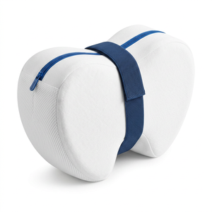 Orthopedic Memory Foam Knee Pillow <strong>Heart</strong> <strong>Shaped</strong> Leg <strong>Cushion</strong> for Side Sleepers with Elastic Strap Removable Cover - Product Image 2