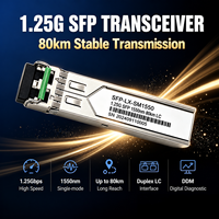 Komunikasi Data 1.25G 1550nm 80KM Modul SFP Transceiver Optik Antarmuka LC Dupleks Desain Port yang Dapat Dicolokkan untuk Switch Jaringan