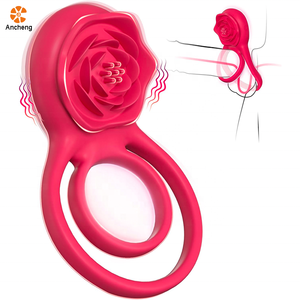 Cincin Penis Getar Grosir Pabrik dengan Stimulator Klitoris Mawar 7 Getaran, Vibrator Cincin Penis untuk Pria Pasangan - Product Image 1
