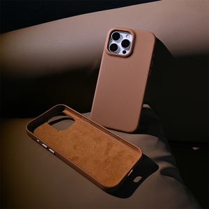 Venta al por mayor Ultra Premium Italiano NAPPA textura cuero real de lujo logotipo personalizado funda de teléfono móvil genuina para iPhone 16 17 Pro Max - Product Image 2