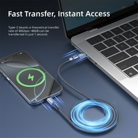 Cable USB4.0 C-C de Función Completa, Compatible con Transferencia de Datos de 40 Gbps, Pantalla 8K y Carga Rápida PD, Compatible con Computadoras Portátiles y Teléfonos Inteligentes