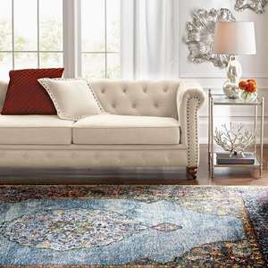 أريكة تشيسترفيلد بيج مبطنة بذراعين ملفوفين وتنجيد كتان عميق الأزرار وأرجل خشبية صلبة لأثاث الفنادق والمطاعم والصالات - Product Image 3