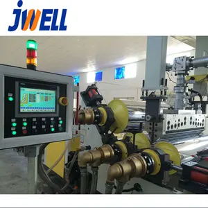 Jwell制造的双螺杆无染色通风塑料PET PP PS GAG片材机单层挤出生产线