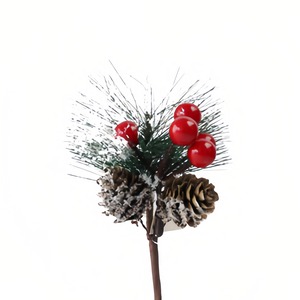 レッドベリーパインニーニードルステム人工クリスマスベリーの装飾品クリスマスガーランド花輪装飾品