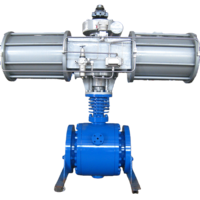 Vanne à bille à trunnion à actionnement pneumatique double effet, à double blocage, à extrémités à bride, en acier au carbone, OEM 150LB, huile