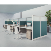 Prix d'usine, cloisons de bureau, postes de travail en forme de L pour 2 personnes avec 2 tiroirs, séparateur en verre, bureau de travail
