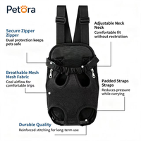 Sac à dos de transport pour animaux de compagnie Petora, en maille, mains libres, avec sangles réglables à l'avant, pour petits chiots, chats, chatons, voyages en plein air