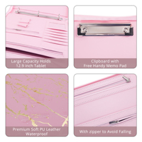 Porte-documents en cuir rose de luxe, classeur, dossier avec bloc-notes de format A4, fermeture éclair