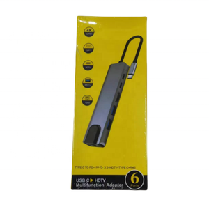 Wholesale 6-in-1 HDTV Dock Customizable USB <strong>Hubs</strong> <strong>RJ45</strong> 100 Mbit Network Adapter Dock <strong>Type</strong>-<strong>C</strong> <strong>Hub</strong> USB 3.0 Interface Products Stock - Product Image 4