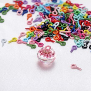 Vis à œillets colorées en forme de goutte, en fer, peintes à la four, pour la fabrication de bijoux DIY, couleurs mélangées aléatoires - Product Image 2