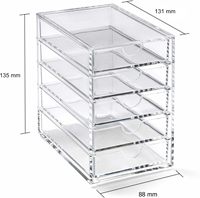 Boîte de rangement personnalisée en acrylique transparent à 5 tiroirs pour les présentoirs de magasin de centre commercial organisant des articles divers