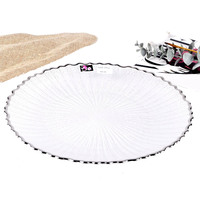 Assiette de service en verre transparent avec bord argenté, assiette décorative en verre pour événements, centre de table, assiette à fruits en verre, vente en gros