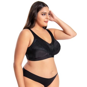 Áo ngực không dây Bộ sexy cho cộng với kích thước Womens đồ lót phía trước đóng cửa đầy đủ bảo hiểm lớn lưới ren trắng tiêu chuẩn người lớn hoa - Product Image 3