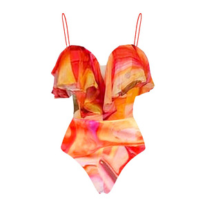 TW 2026 Costume da Bagno Intero da Donna alla Moda e Sexy, Personalizzabile, con Colore Sfumato, Volant, Schiena Scoperta, Stile Abito da Spiaggia, in Rete - Product Image 2