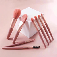 Ensemble de 8 pinceaux de maquillage plats pour le visage en poils synthétiques SW Pastel, avec étui en PU transparent, logo personnalisé