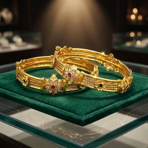 Artificial Jewellery Wholesalers in India Antique Openable <b>Bangles</b> with Gold Plating 2 Pc Women's Nickel & Lead Free Anniversary - Product Image 3