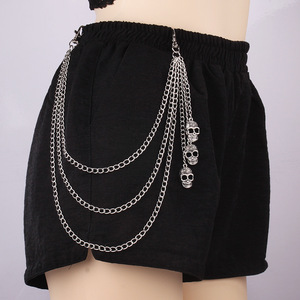Cadena de cintura con calavera de aleación de zinc, colgante de triple capa, cadena corporal unisex de moda para uso diario - Product Image 1