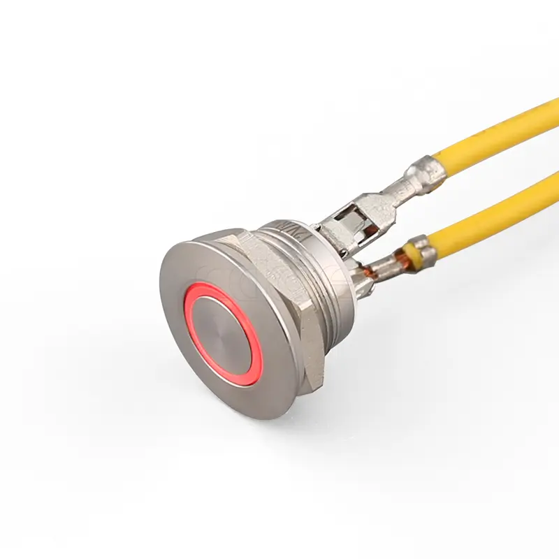 Mini métal marche arrêt étanche ip67 12 volts interrupteur lumineux led rouge bouton poussoir momentané 12mm