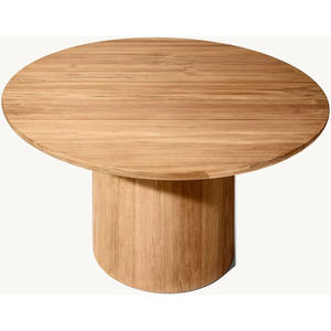 Modern Weathered Natural Solid Wood Furniture Custom Color Arm Chairs Set <b>Round</b> Outdoor Teak <b>Patio</b> Dining <b>Table</b> - Product Image 3