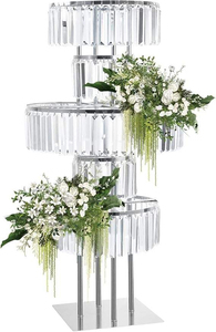 Luxury Metal Crystal Acrylic Pendant Event Party Decor Props Tall Gold Flower <b>Stand</b> <b>Backdrop</b> <b>Stand</b> Candelabra - Product Image 5