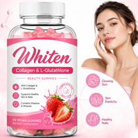 Complément de beauté anti-âge éclaircissant pour la peau, 60 gommes végétaliennes au collagène et L-Glutathion, marque privée OEM