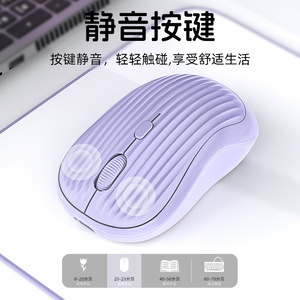 Wireless <b>Mouse</b> Rechargeable Optical 3 Buttons Right Hand Ergonomic For Laptop Office Use White Stripe Design - Product Image 4