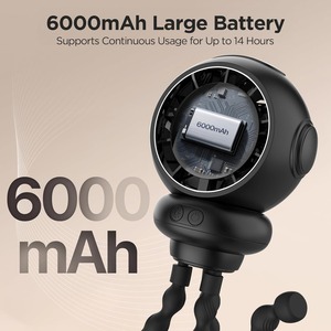 Ventilateur de poussette 4000mAh, ventilateurs à clipser pour bébé avec 4 vitesses, écran LED, lumière de nuit 360°. Ventilateur portable rechargeable rotatif - Product Image 5