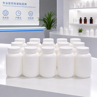Flacon de pilules en plastique HDPE de 200 ml avec logo personnalisé, conteneur à large ouverture de 200 cc pour capsules de vitamine C avec bouchon à vis pour compléments alimentaires