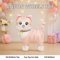 Ballon en forme de chat sur roulettes BLN Go Party Foil Walking Pet Animal pour fête d'anniversaire, jouet pour enfants, décoration