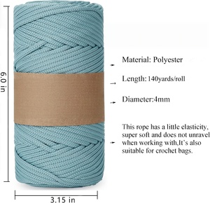 Article populaire : Fil spécial pour crochet de 3 mm, 100 yards, 100 % polyester, pour sacs tricotés à la main et cordes au crochet - Product Image 3