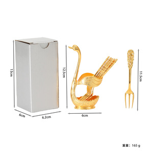 Factory Stock <strong>Swan</strong> Fruit Fork Storage Kitchen Creative Alloy Craft Tableware Gold and Silver Spoon Set Minimalist <strong>Nordic</strong> Design - Product Image 5