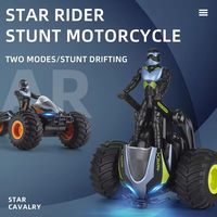 Moto télécommandée RC tout-terrain transformable à 3 roues, rotation à 360 degrés, portée de 30 m, 4 canaux, 2,4 GHz, chargeur inclus