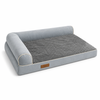 Coussin de canapé pour animaux de compagnie en velours avec protection pour le cou, tapis en polaire shaggy, orthopédique, toutes saisons, base antidérapante en caoutchouc, lavable, OEM en gros